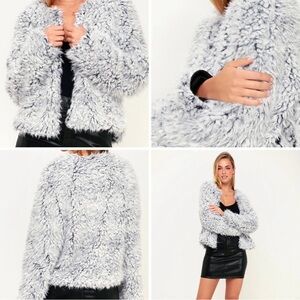 Charlotte Russe plush shaggy fur grey jacket for woman